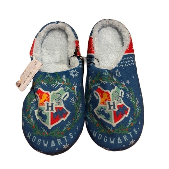 Harry Potter Christmas Slippers NEW Sz 8 Women’s Christmas Blue - Picture 1 of 4